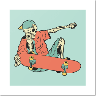 Retro Skater Skeleton Posters and Art